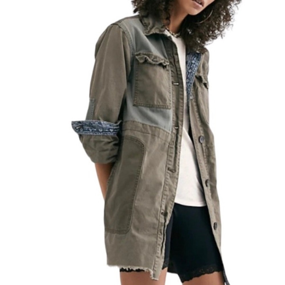 Free People Boho Apollo‎ Jacket XS Grunge Military Festival Moto Lagenlook